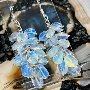 Milky Iridescent Opalite Earrings 2 1/2”